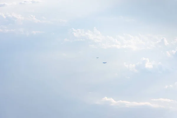 Plane Sky White Clouds Lightness Lightness Weightlessness Bright Sunlight Natural — Stock Photo, Image