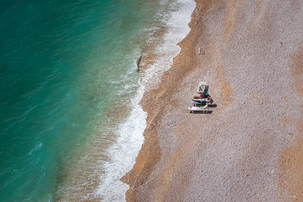 Vasili Balaklava Beach Κριμαία Απριλίου 2020 Πάνω Άποψη Των Αγνώριστων — Φωτογραφία Αρχείου