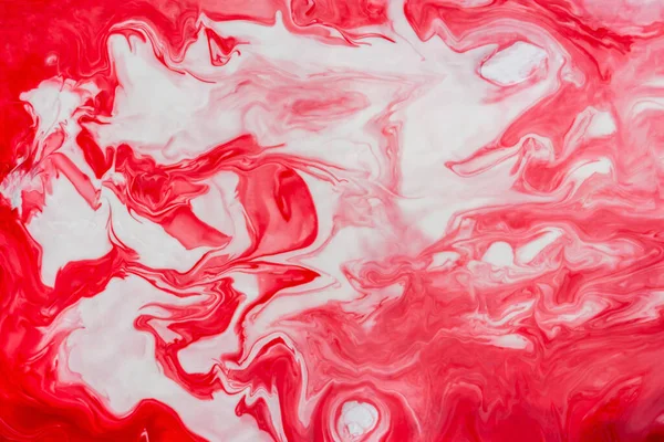 Röd Och Vit Flytande Konst Abstrakt Kreativ Bakgrund Med Akrylfärger — Stockfoto