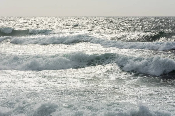 Pastel Gray Sea Texture Raging Ocean Full Frame Space Text — Stock Photo, Image