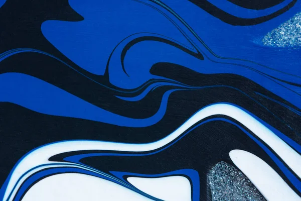 Textura Arte Fluida Arte Abstrata Fundo Acrílico Azul Branco Preto — Fotografia de Stock