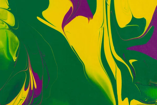 Abstraktní Malba Moderním Pozadí Fialová Žlutá Zelená Tekutina Umění Umělecké — Stock fotografie