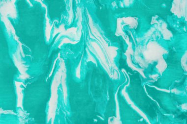 Turkuaz mermer dokusu. Soyut resim modern arka plan. Mavi ve beyaz tonların karışımı, akrilik boyalı bir sanat eseri. Düz dinamik çizgiler, kartpostalların şık tasarımı, posterler.