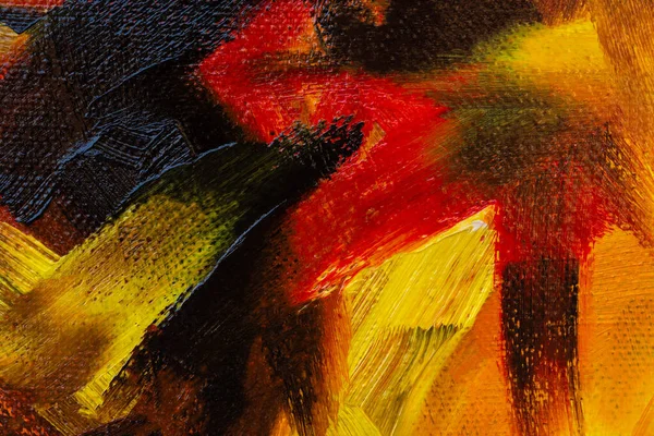 Červená Oranžová Žlutá Černá Malba Abstraktní Mnohobarevné Umělecké Pozadí Olejovými — Stock fotografie