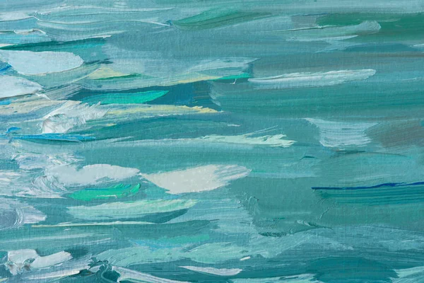 Pintura Óleo Abstracta Azul Turquesa Mar Fondo Arte Verano Textura —  Fotos de Stock
