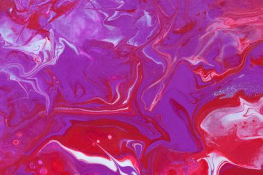 Yaratıcı eğilimin pembe beyaz akrilik soyut arka planı. Fluidart dokusu. Dinamik çizgiler, bir tutku dalgası, özgürlük. Web sitelerinin, kitapçıkların, broşürlerin, kartvizitlerin sunum biçimi