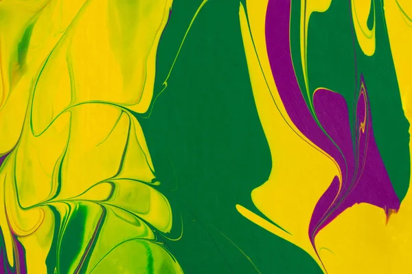 Žlutozelená Fialová Tekutina Umění Abstraktní Tvůrčí Trend Pozadí Dynamické Linie — Stock fotografie