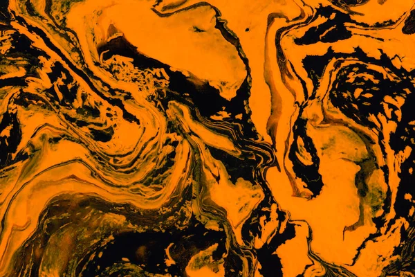 Абстрактный Оранжевый Черный Мраморный Фон Концептуальный Хэллоуин Акриловой Живописи Леопард — стоковое фото