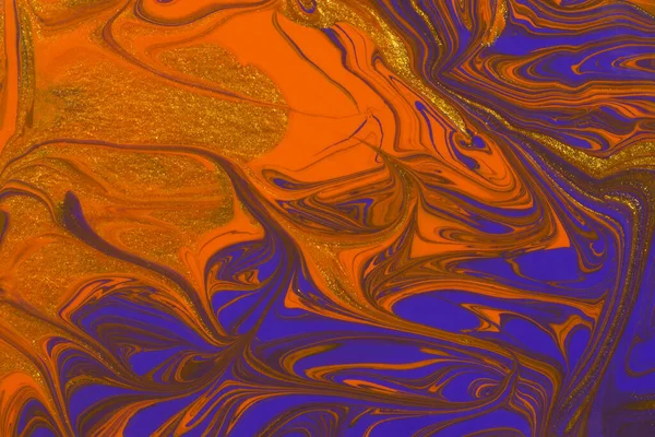 Abstraktes Orange Purpur Gold Marmor Hintergrund Acrylmalerei Konzeptuelles Halloween Ein — Stockfoto