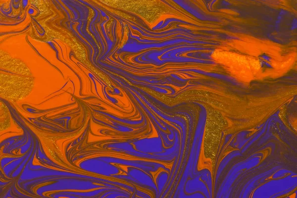 Abstraktes Orange Purpur Gold Marmor Hintergrund Acrylmalerei Konzeptuelles Halloween Ein — Stockfoto
