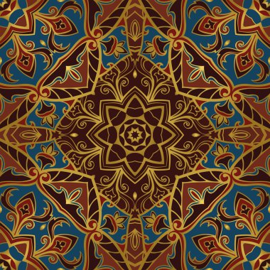 Kahverengi bir arka plan üzerinde Ortaçağ desen.