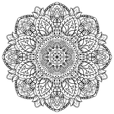 Çiçek siyah beyaz mandala.