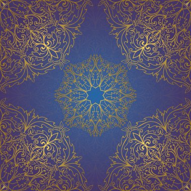 Kesintisiz mavi ve altın süsleme.