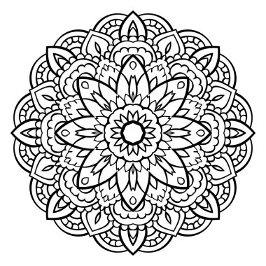 Vektör siyah beyaz mandala.