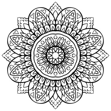 Vektör siyah beyaz mandala.