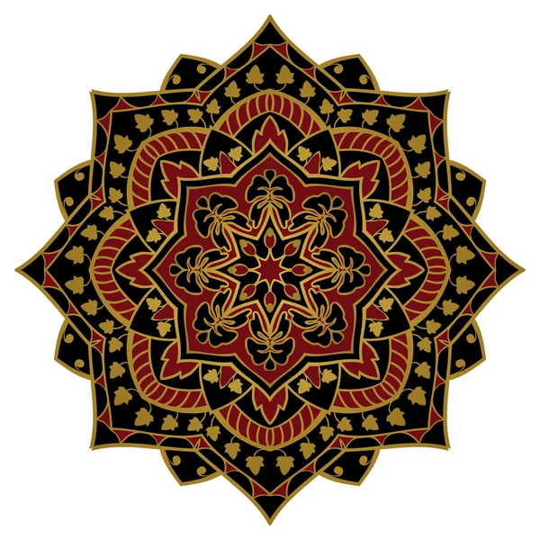 Mandala negro y rojo . — Archivo Imágenes Vectoriales