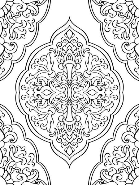 Floral black and white ornament. — Stock Vector