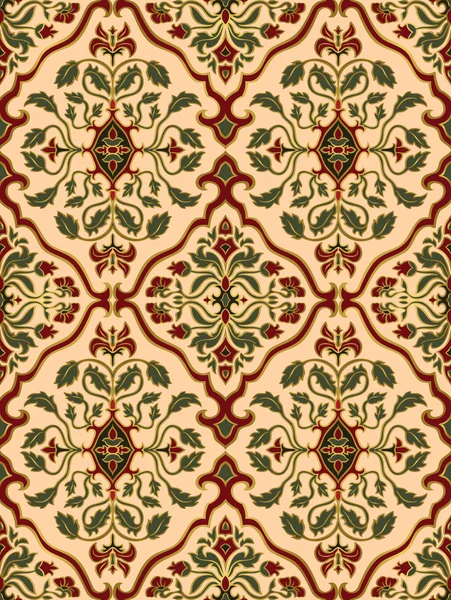 Papier peint floral beige et rouge . — Image vectorielle