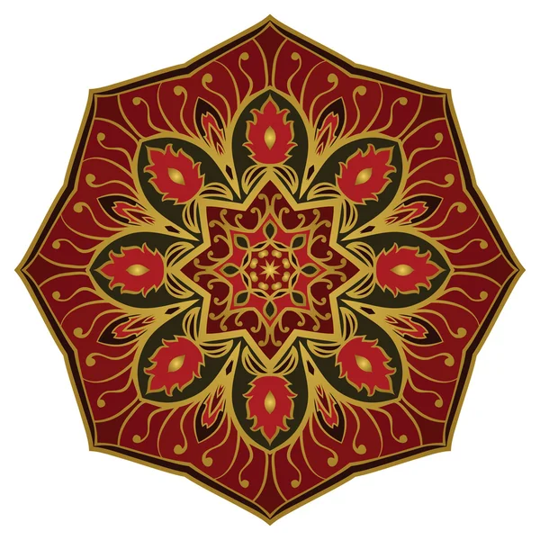 Mandala in Rot und Gold. — Stockvektor