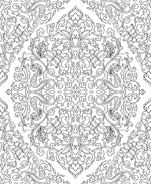 Abstract Pattern Damask Floral Filigree Ornament Black White Template Wallpaper Vector Graphics