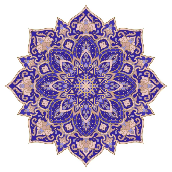 Kleurrijke Indiaanse Mandala Oosterse Gebaren Blauw Abstract Patroon Voor Elk — Stockvector