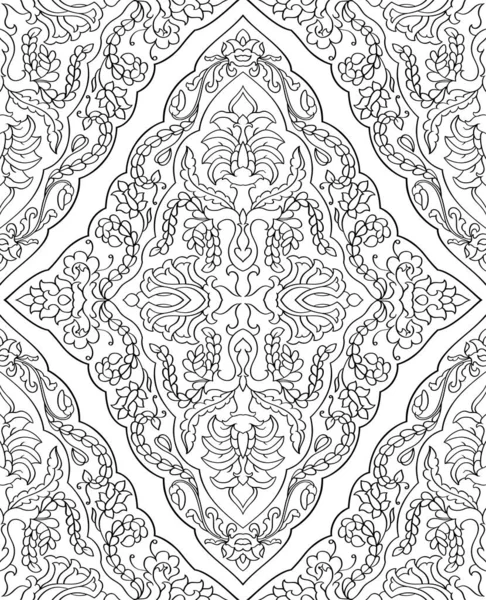 Αφηρημένο Μοτίβο Δαμασκηνό Floral Στολίδι Φιλιγκράν Μαύρο Και Άσπρο Πρότυπο — Διανυσματικό Αρχείο
