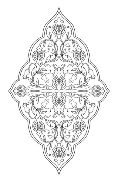 Abstract Medaillon Voor Design Ornament Met Granaatappels Een Witte Achtergrond — Stockvector