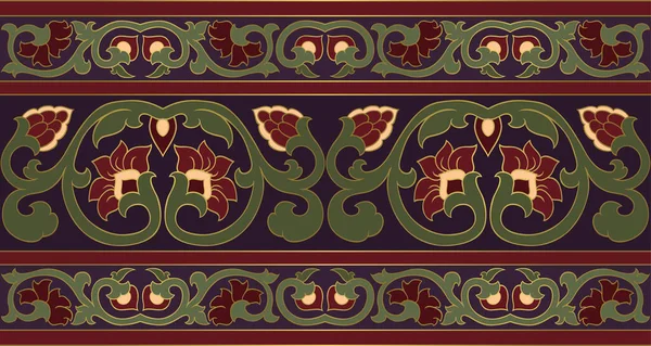 Modèle Floral Abstrait Frontière Traditionnelle Vectorielle Modèle Pour Textile Tapis — Image vectorielle