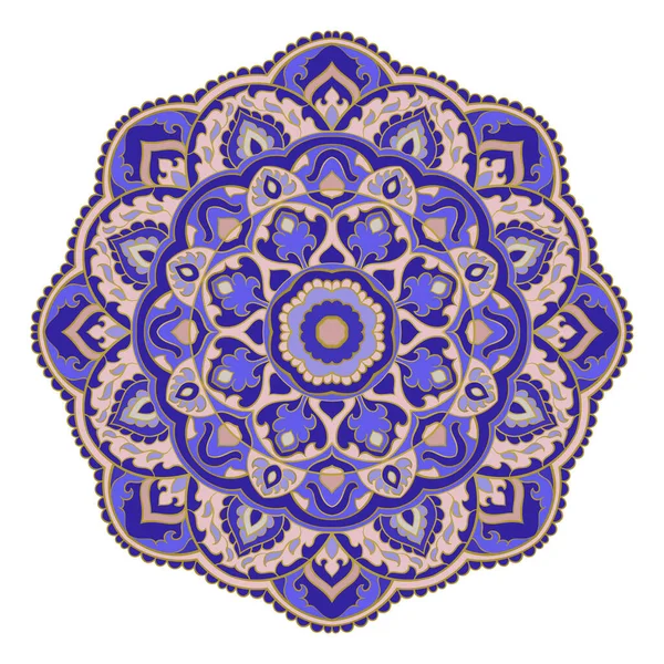 Mandala Indien Coloré Élément Gestuel Oriental Modèle Abstrait Bleu Pour — Image vectorielle