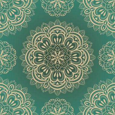 vektör, zengin, simetrik mandalalar ile sorunsuz arka plan