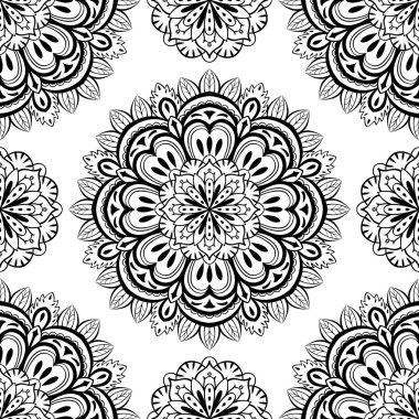 Vektör, oryantal, kesintisiz arka plan mandalalar ile