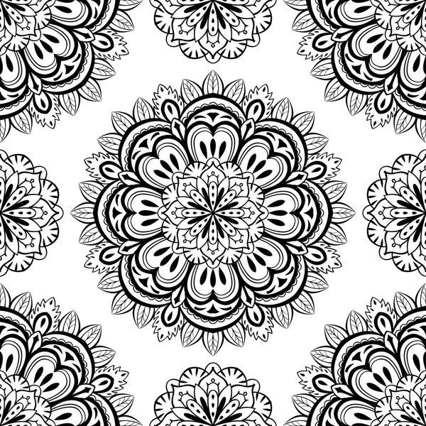 Vector, oriental, seamless background with mandalas — Stock Vector