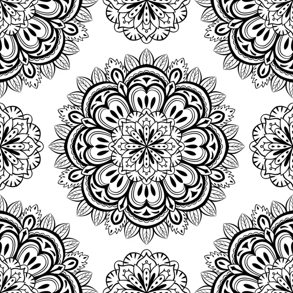 Vetor, oriental, fundo sem costura com mandalas —  Vetores de Stock