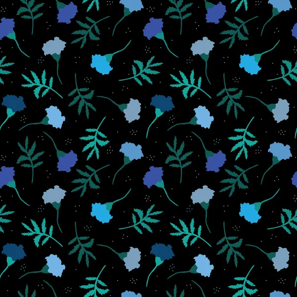 Mavi marigolds ile siyah kumaş — Stok Vektör