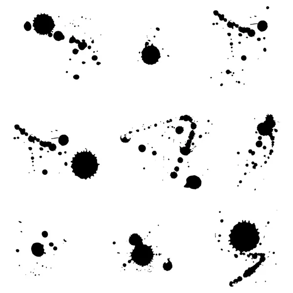 Set of black ink blots — Stock Vector