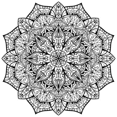 Vektör, beyaz bir arka plan üzerinde süslü mandala.