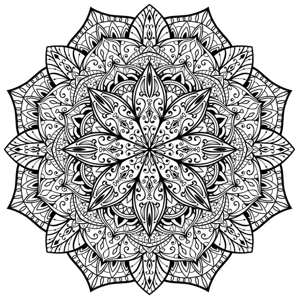 Vektör, beyaz bir arka plan üzerinde süslü mandala.