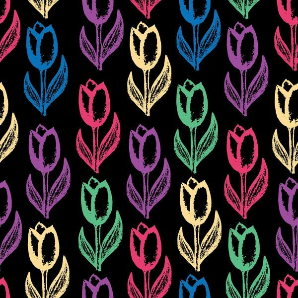 Φόντο με λουλούδια ζωγραφισμένα με χρωματιστές κιμωλίες — Διανυσματικό Αρχείο