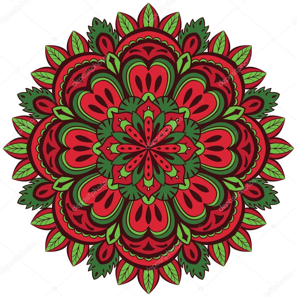 Color, vector mandala with floral pattern
