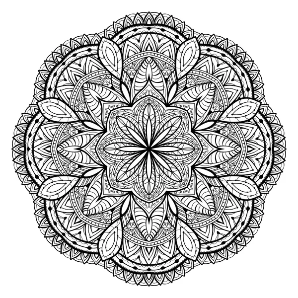 Mandala decorativo, negro, de encaje — Vector de stock