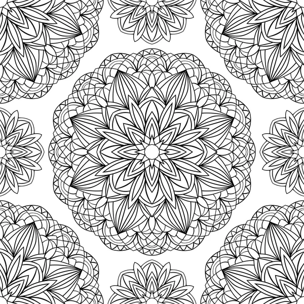 Seamless pattern with black medallions — Stock Vector