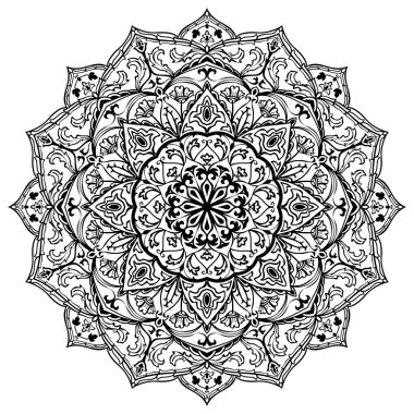 Ortaçağ siyah beyaz mandala.