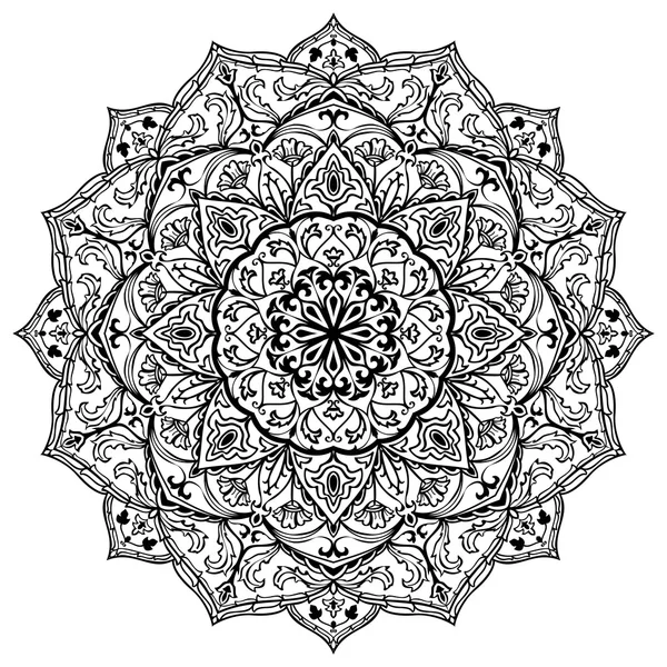 Mandala medievală alb-negru . — Vector de stoc