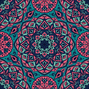 Mandalalar ile parlak çiçek desenli.