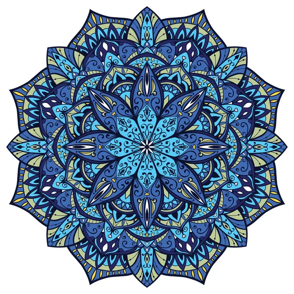 Vetor, mandala ornamentada azul —  Vetores de Stock