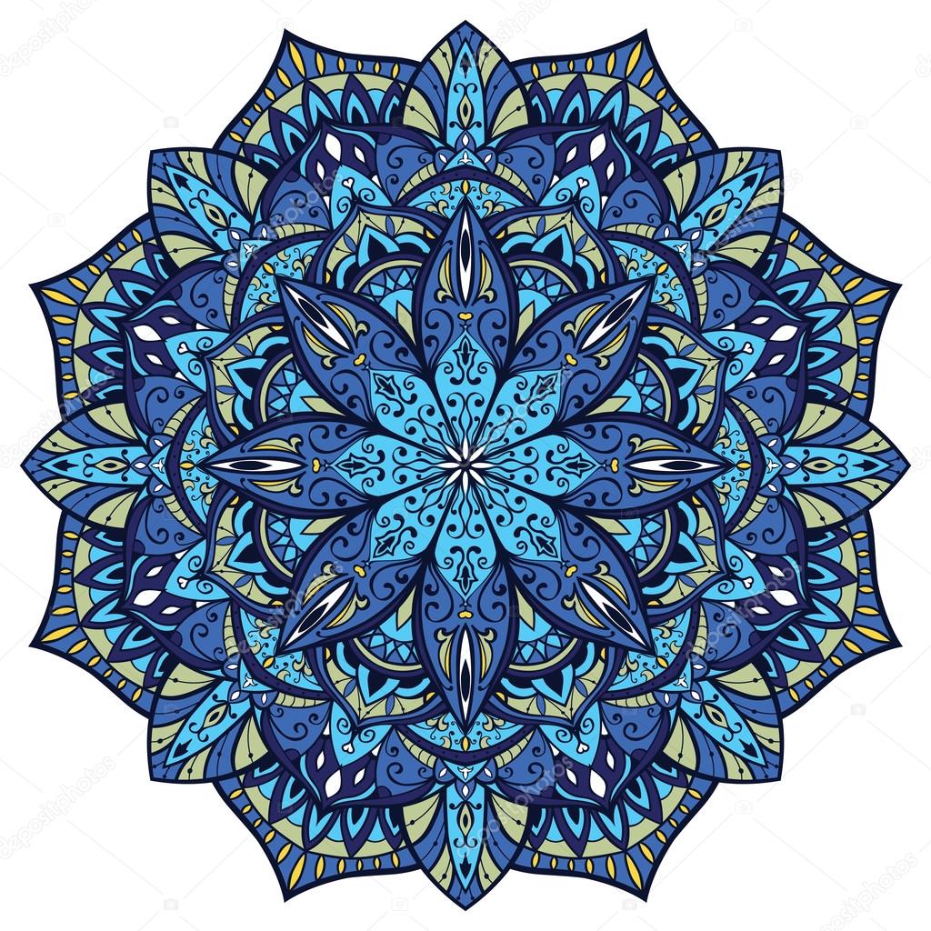 Vector, blue ornate mandala