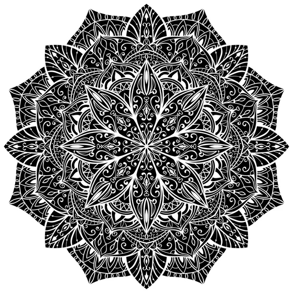 Siyah oryantal mandala. — Stok Vektör