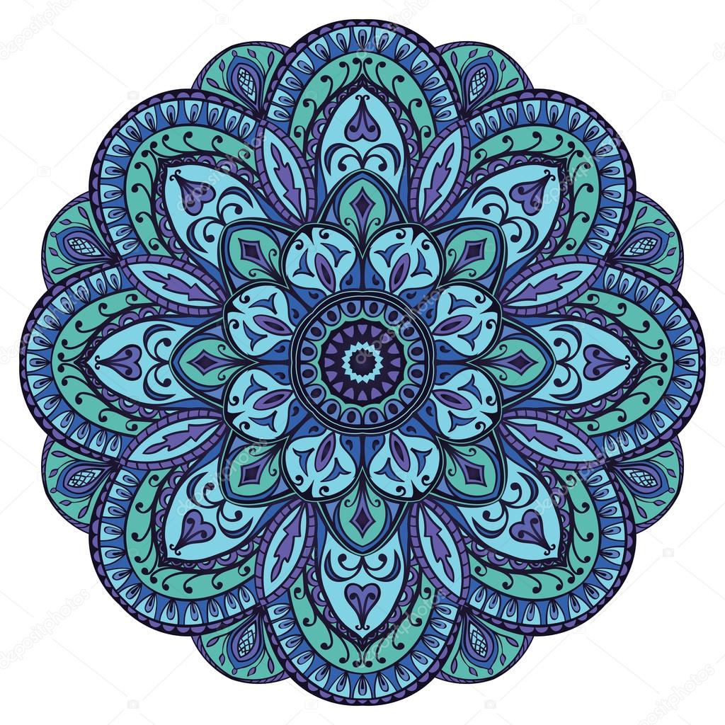 Mandala in blue tones.