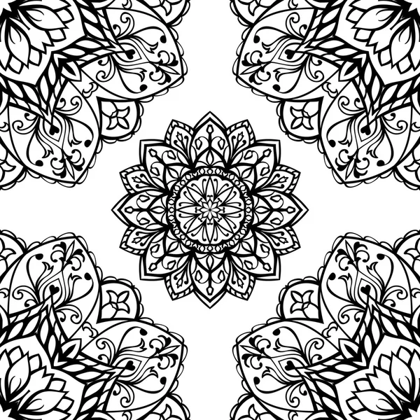 Adorno floral con mandalas — Vector de stock