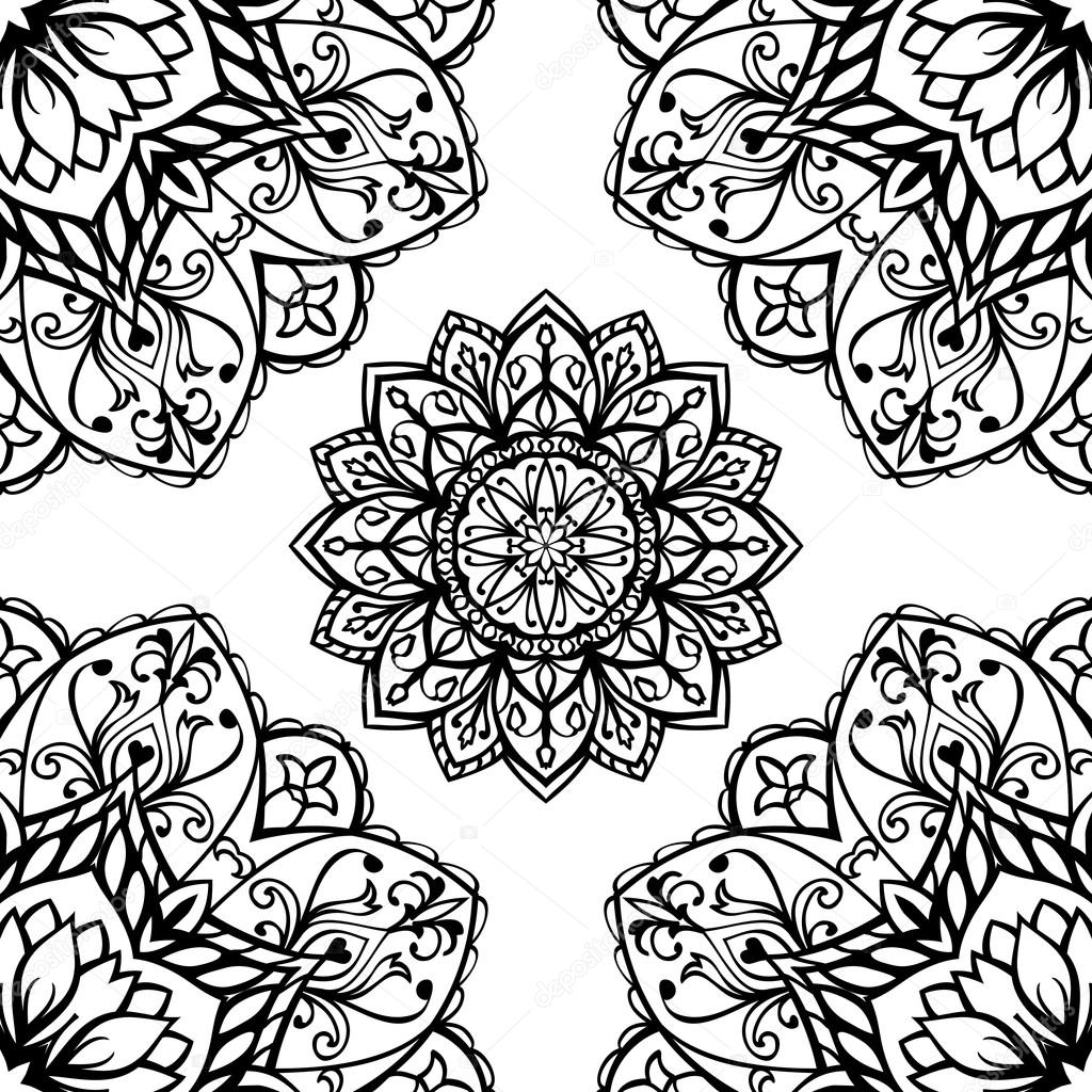 Floral ornament with mandalas